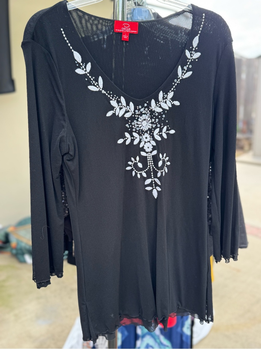 Oscar de la Renta Black Top with Red Label